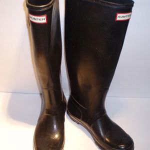 Hunter Black Rubber Waterproof Boots Sz. 8 M
